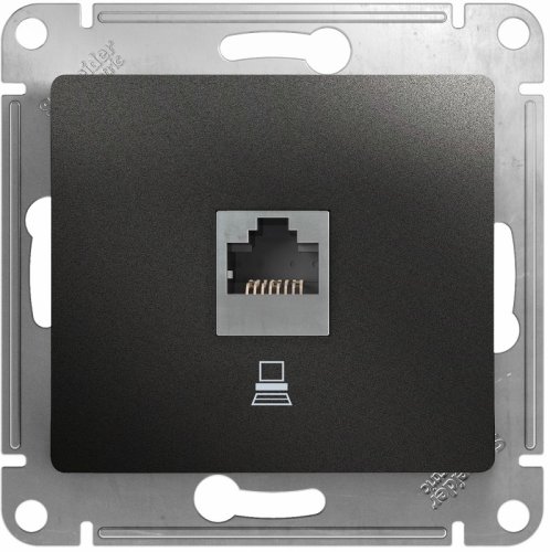 Розетка компьютерная без рамки Systeme Electric Glossa 1-м. RJ45 5e антрацит  картинка